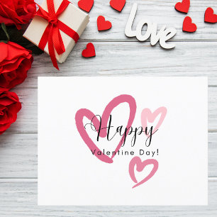 Rosa Pinselstrich Herzschlag Valentinstag Postkarte