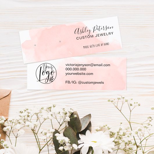 Rosa Pinselstrich Schmuck Ohrring-Anzeige Mini Visitenkarte