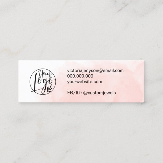 Rosa Pinselstrich Schmuck Ohrring-Anzeige Mini Visitenkarte (Rückseite)
