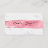 Rosa Pinselstrich Stroke Silver White Foil Marmor Visitenkarte (Vorderseite)