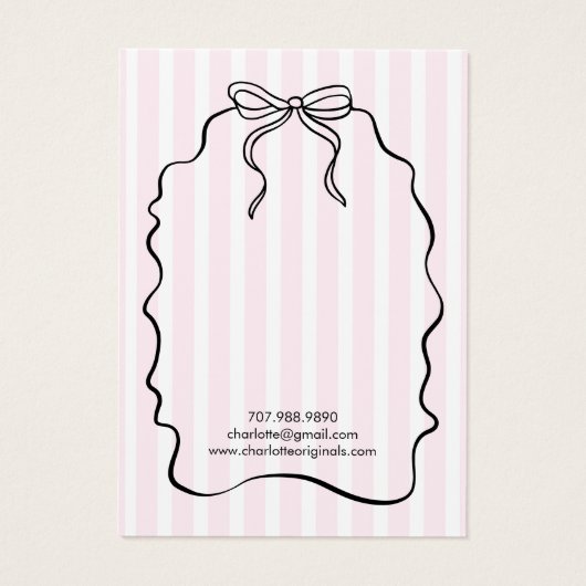 Rosa Pinstripe Ribbon Ohrring Schmuckkarte (Rückseite)