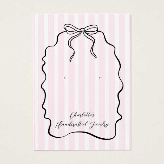 Rosa Pinstripe Ribbon Ohrring Schmuckkarte (Vorderseite)
