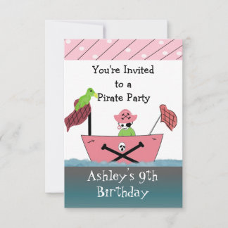 Rosa Pirate zum Geburtstag Einladung