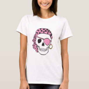 Rosa Piraten-Schädel-T - Shirt