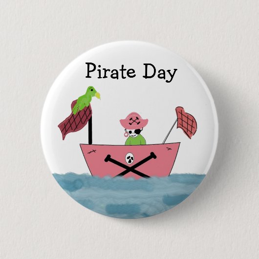 Rosa Piratenschiff Button (Vorderseite)