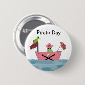 Rosa Piratenschiff Button (Vorne & Hinten)