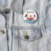 Rosa Piratenschiff Button (Beispiel)
