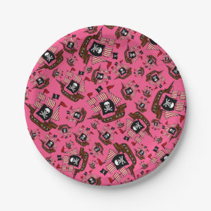 Rosa Piratenschiff Pappteller