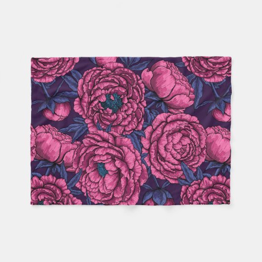 Rosa Piselbuquet Fleecedecke (Vorderseite (Horizontal))