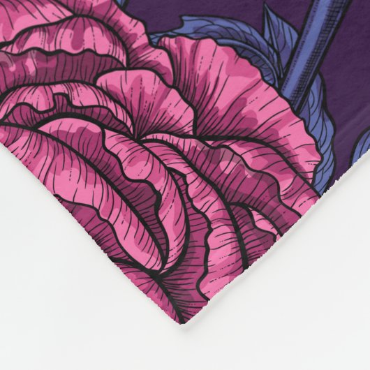 Rosa Piselbuquet Fleecedecke (Ecke)