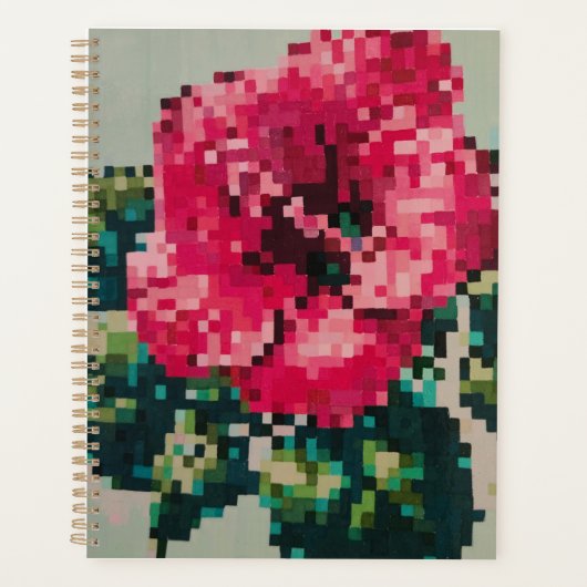 Rosa Pixel-Blumenillustration Planer (Vorderseite)