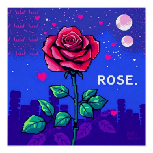 Rosa pixelada estilo retro poster (Vorderseite)