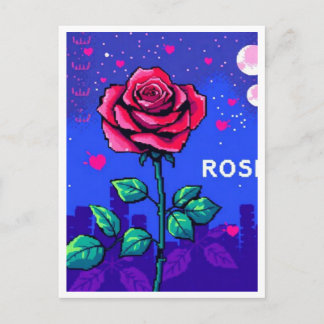 Rosa pixelada estilo retro postkarte