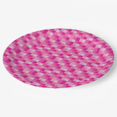 Rosa Pixelated Muster Pappteller (Schrägansicht)