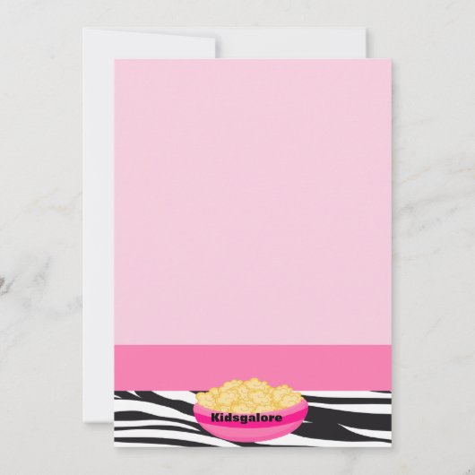 Rosa PJs / Zebra Sleepover Geburtstag Einladung (Rückseite)