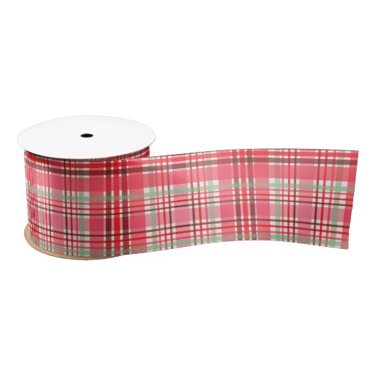 Rosa Plaid Tartan Satinband (Spule)