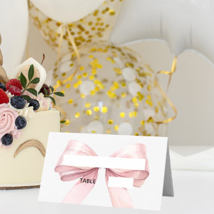 Rosa Platzkarten mit Schleife Elegant gefaltet