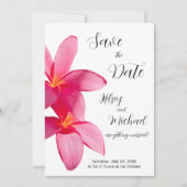 Rosa Plumeria Blume, tropisch, floral Rett Datum Einladung (Vorderseite)