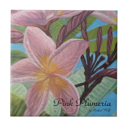 Rosa Plumeria-Fliese Fliese (Vorderseite)