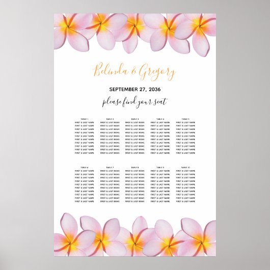 Rosa Plumeria Frangipani Hochzeitsskalender Poster (Vorne)
