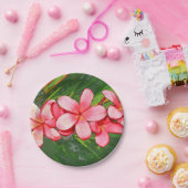 Rosa Plumerias Pappteller (Party)