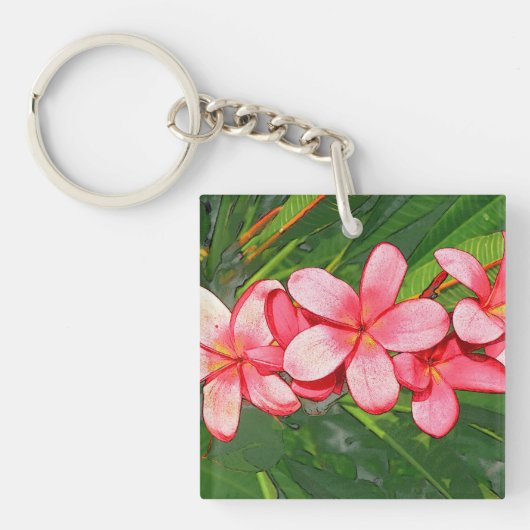 Rosa Plumerias Schlüsselanhänger (Vorderseite)