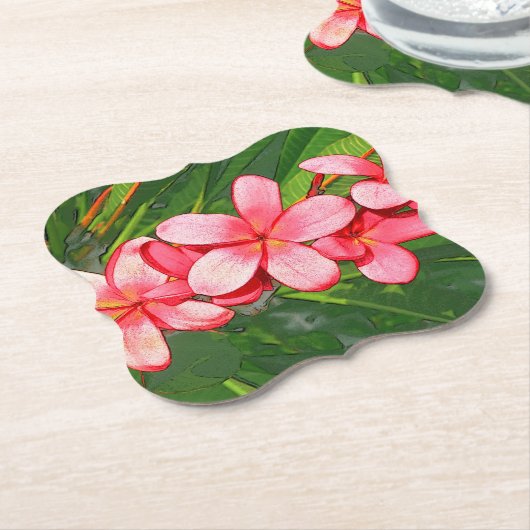 Rosa Plumerias Untersetzer (angewinkelt)