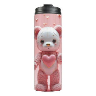 Rosa Plüsch-Roboter-Teddybär-Tumbler Thermosbecher