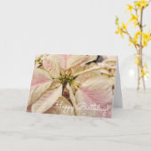 Rosa Poinsettia-Dezember-Geburtstags-Karte Karte (Gelbe Blume)