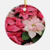 Rosa Poinsettia-Verzierung Keramik Ornament (Vorne)