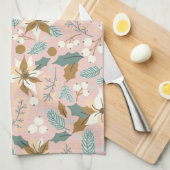 Rosa Poinsettia Winterferien Geschirrtuch (Viertel Falte)