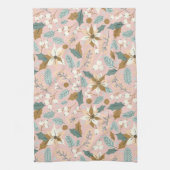 Rosa Poinsettia Winterferien Geschirrtuch (Vertikal)