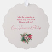 Rosa Poinsettias Elegantes Papier Ornament Karte (Rückseite)