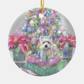 Rosa Poinsettias Keramikornament