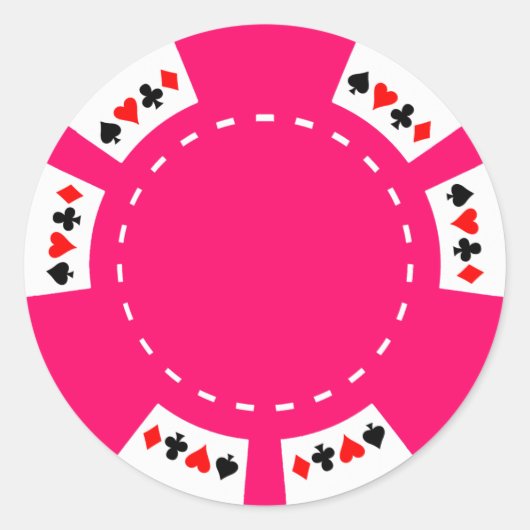 Rosa Poker und Gaming-Chip Runder Aufkleber (Vorderseite)