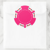 Rosa Poker und Gaming-Chip Runder Aufkleber (Tasche)