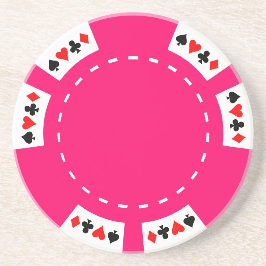 Rosa Poker-und Spiel-Chip Sandstein Untersetzer (Vorne)