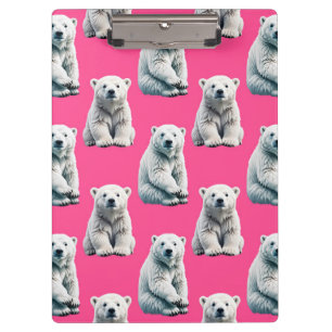 Rosa Polarbär-Musterdesign  Klemmbrett