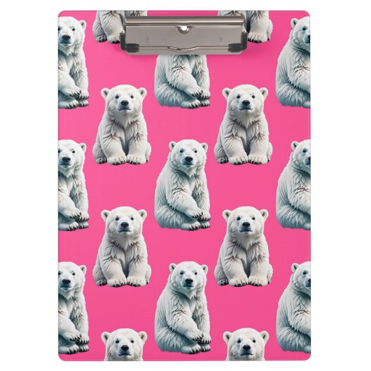 Rosa Polarbär-Musterdesign Klemmbrett (Vorderseite)
