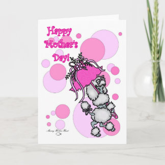 Rosa Polk-a-dot Poodle Muttertagskarte Karte