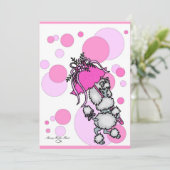 Rosa Polk-ein-Punkt Pudel Einladung (Stehend Vorderseite)