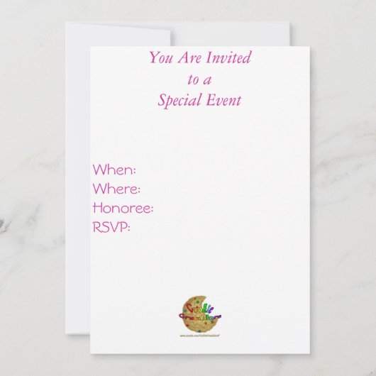 Rosa Polk-ein-Punkt Pudel Einladung (Rückseite)