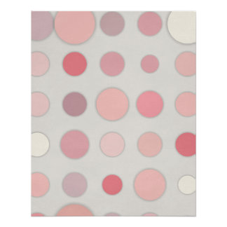 Rosa Polka Dot Abstrakt auf Weich Grau Poster