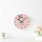 Rosa Polka dot ballerina Runde Wanduhr (Zuhause)