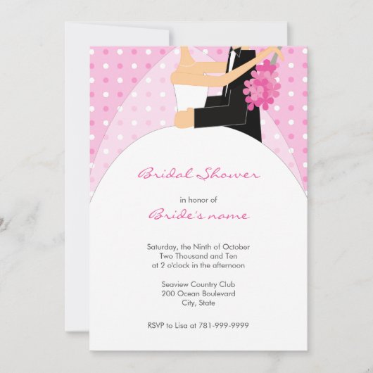 Rosa Polka Dot Bridal Dusche Einladungen (Vorderseite)
