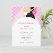 Rosa Polka Dot Bridal Dusche Einladungen (Stehend Vorderseite)