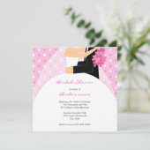 Rosa Polka Dot Bridal Dusche Einladungen (Stehend Vorderseite)