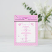 Rosa Polka Dot First Holy Communy RSVP Card Einladung (Stehend Vorderseite)