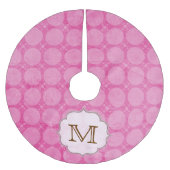Rosa Polka Dot Print Monogram, Initial Tree Skirt Polyester Weihnachtsbaumdecke (Vorderseite)