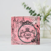 Rosa Polka Dots bedingungslose Liebe Hochzeitsreis Einladung (Stehend Vorderseite)